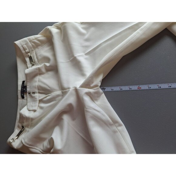 Zac & Rachel Women Dress Pant 8P White Front Pleats Side Zippers Preppy Workwear - Picture 8 of 8